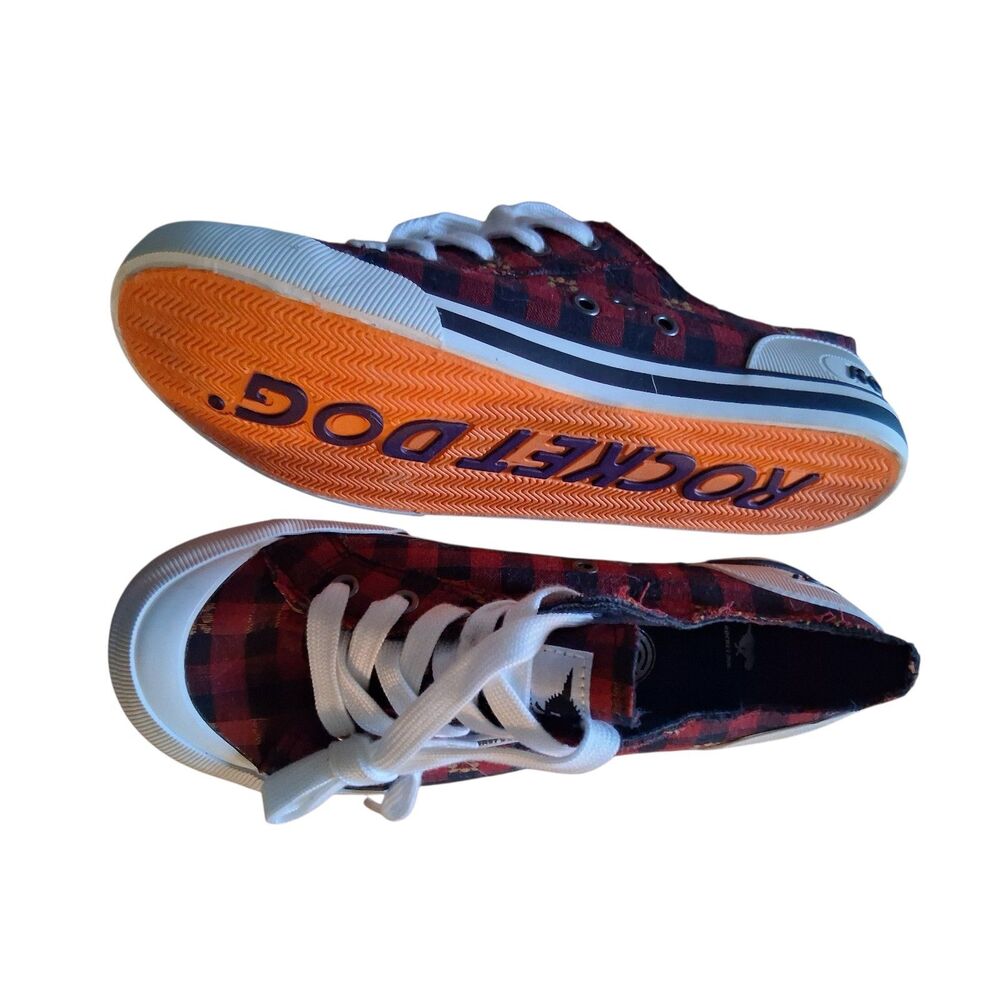 New Rocket Dog Jazzin Plaid Black & Red Women's Sneakers Size 8.5 Retro Style